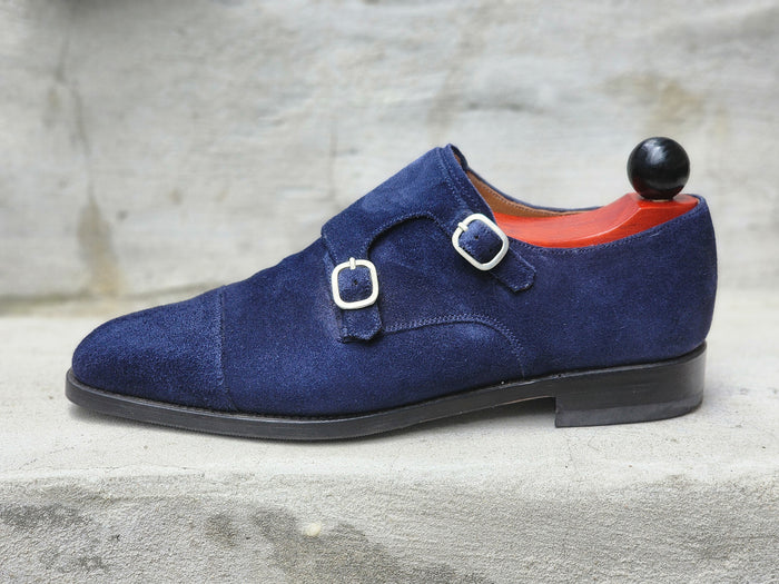 J.FitzPatrick - Suede Double Monk Strap - Blue - US 7.5