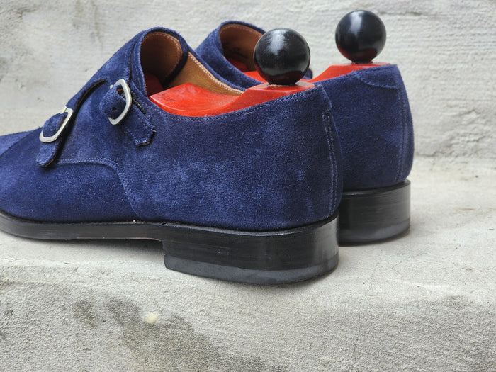 J.FitzPatrick - Suede Double Monk Strap - Blue - US 7.5