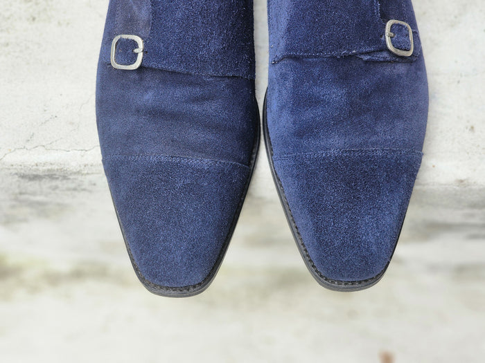 J.FitzPatrick - Suede Double Monk Strap - Blue - US 7.5