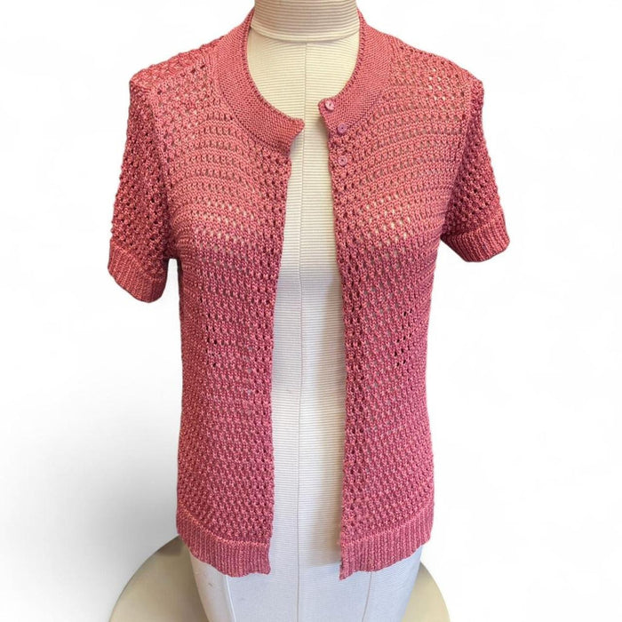 Jones new york pink crochet cardigan