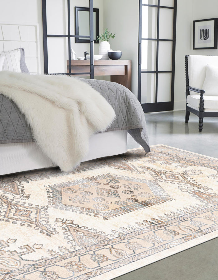 Kensington Collection Area Rug -  Notting Rectangle Ivory  lifestyle 2