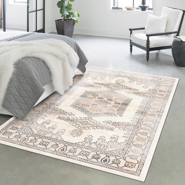 Kensington Collection Area Rug -  Notting Rectangle Ivory  lifestyle 3