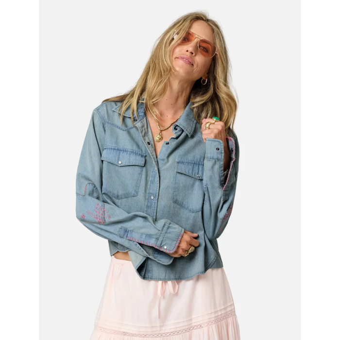 Kerri Rosenthal Western Pia Shirt in True Denim - Romantiques
