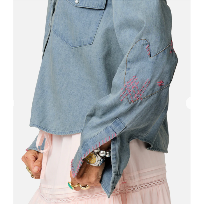 Kerri Rosenthal Western Pia Shirt in True Denim - Romantiques