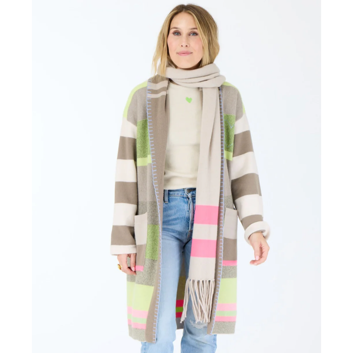 Kerri Rosenthal's Beige Multi Stripe Cashmere Scarf - Romantiques