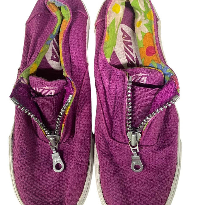 Kids purple canvas zip up sneakers
