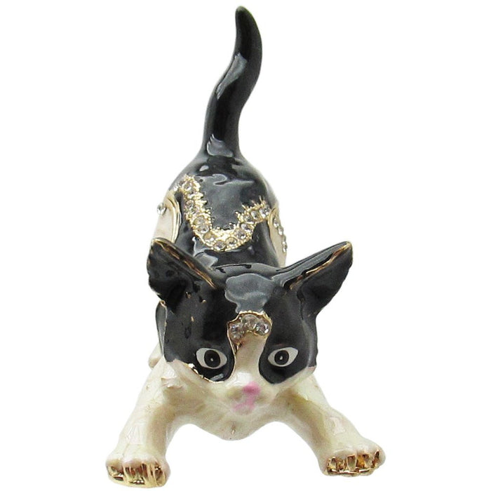 Kitten Jeweled Trinket Box Austrian Crystals,