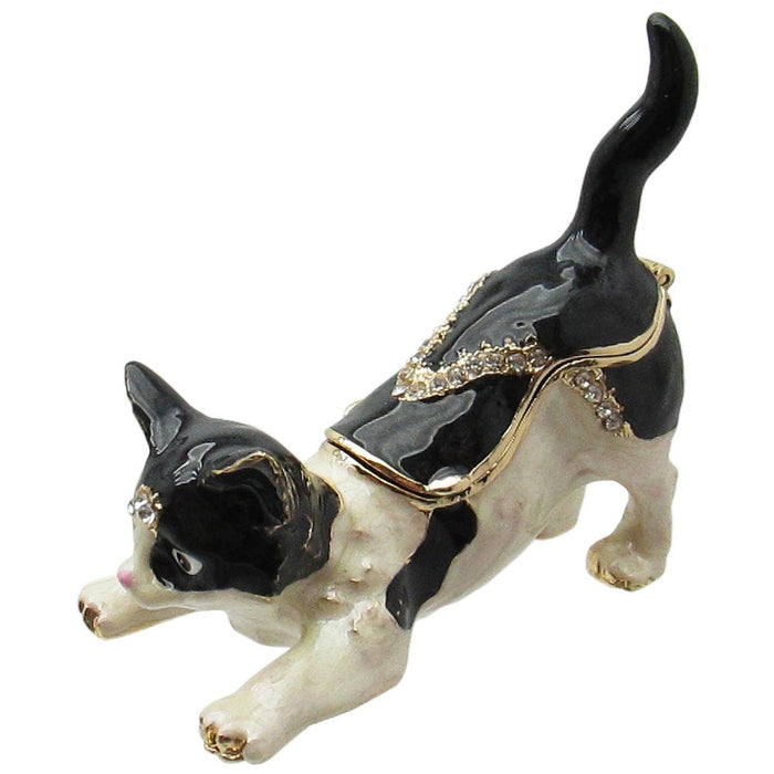 Kitten Jeweled Trinket Box Austrian Crystals,