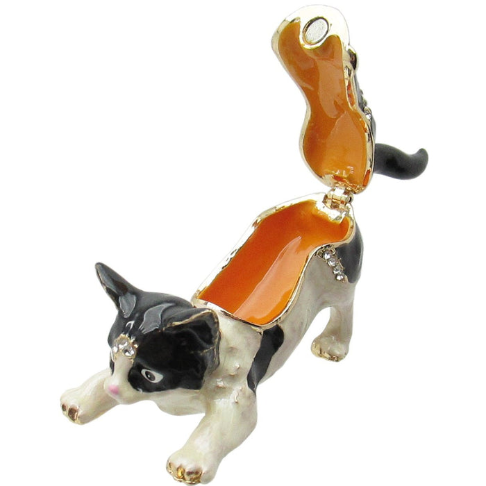 Kitten Jeweled Trinket Box Austrian Crystals,
