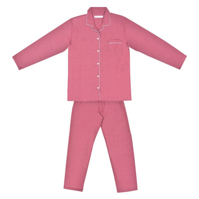 Ladies Pyjamas Brushed Cotton Red - Russo product front view