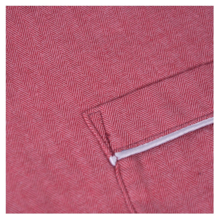 Ladies Pyjamas Brushed Cotton Red - Russo Close View Of Pocket