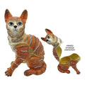 Large Orange Cat Jeweled Trinket Box Austrian Crystals