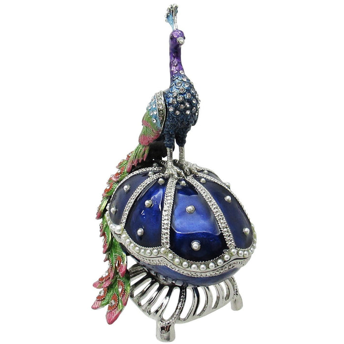 Large Peacock Egg Jeweled Trinket Box AustrianI Crystals