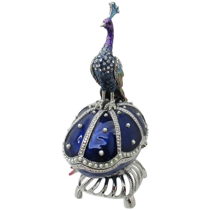 Large Peacock Egg Jeweled Trinket Box AustrianI Crystals