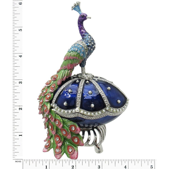 Large Peacock Egg Jeweled Trinket Box AustrianI Crystals