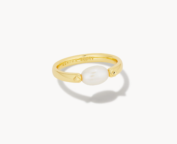 Leighton Gold Pearl Band Ring in Freshwater Cultured Pearl
