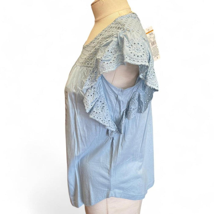 Light blue eyelet blouse