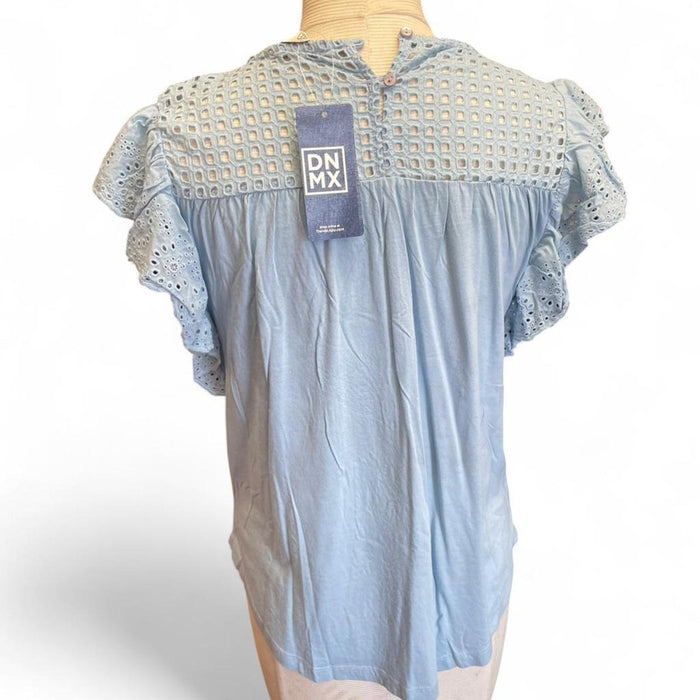 Light blue eyelet blouse