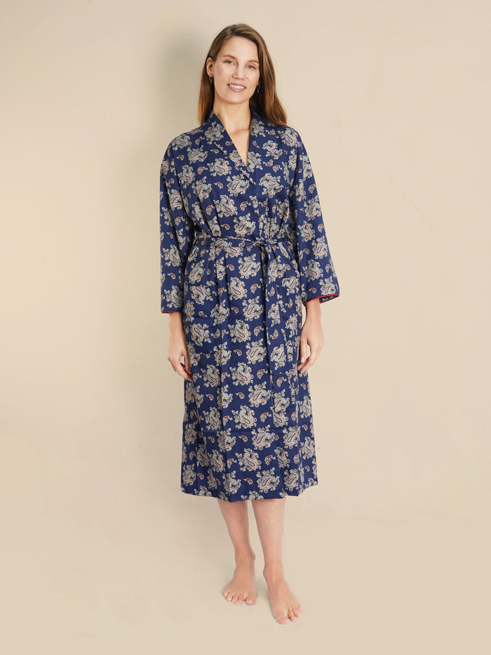 Lightweight Dressing Gown - Gatsby Paisley Blue