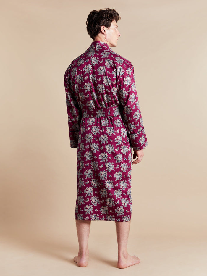 Lightweight Men's Dressing Gown - Gatsby Paisley Wine