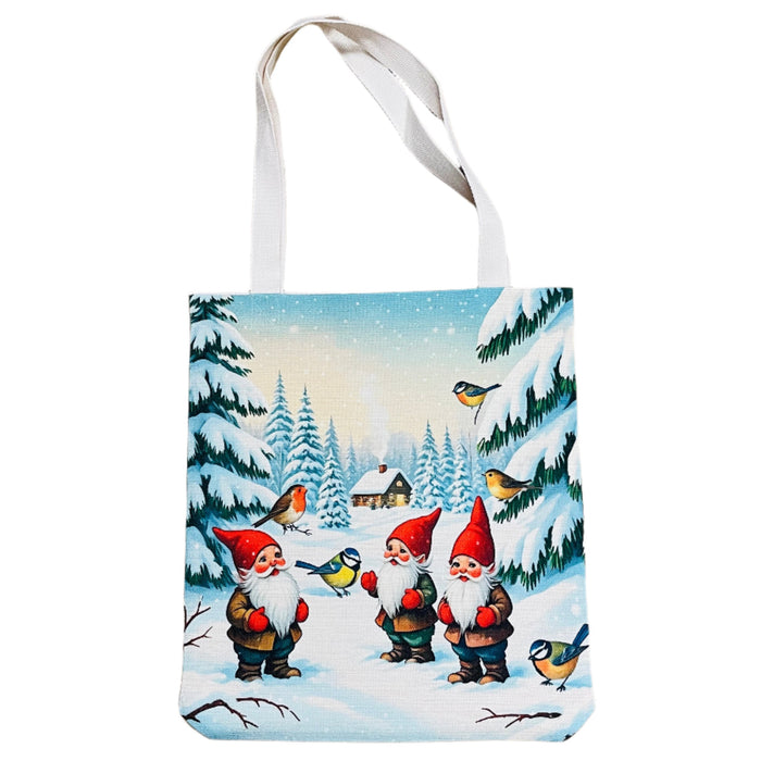 Linen look Tote bag Gnomes & Birds