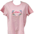 Linnea Name & Flowers on Ladies Pink T-shirt