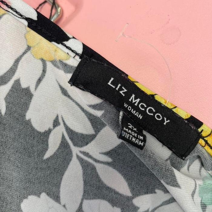 Liz mccoy black floral mesh top