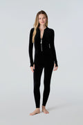 Woman wearing Watskin Lois Catsuit in Black Velvet