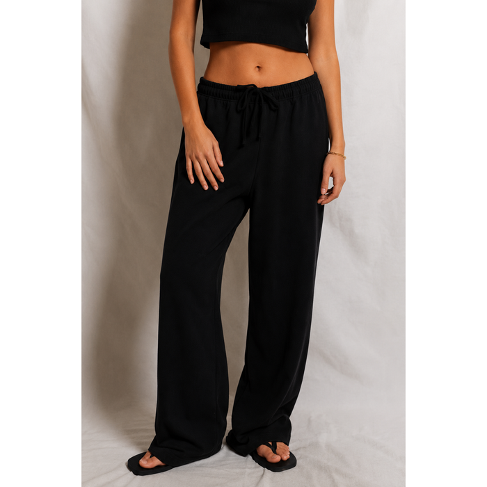 Lorana Linen Drawstring Pants in Black