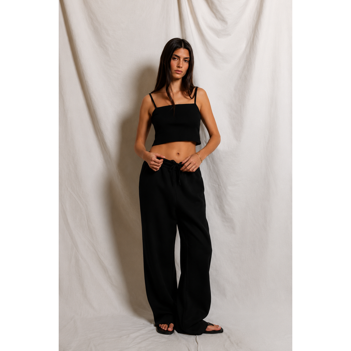 Lorana Linen Drawstring Pants in Black