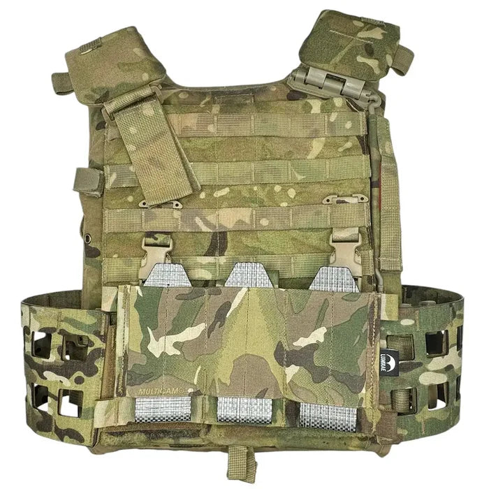 Luminae Virtus Rigging Upgrade Kit in Multicam with cummerbund and front zip adapter attached to Virtus Plate Carrier for enhanced tactical fit  from  John Bull Clothing