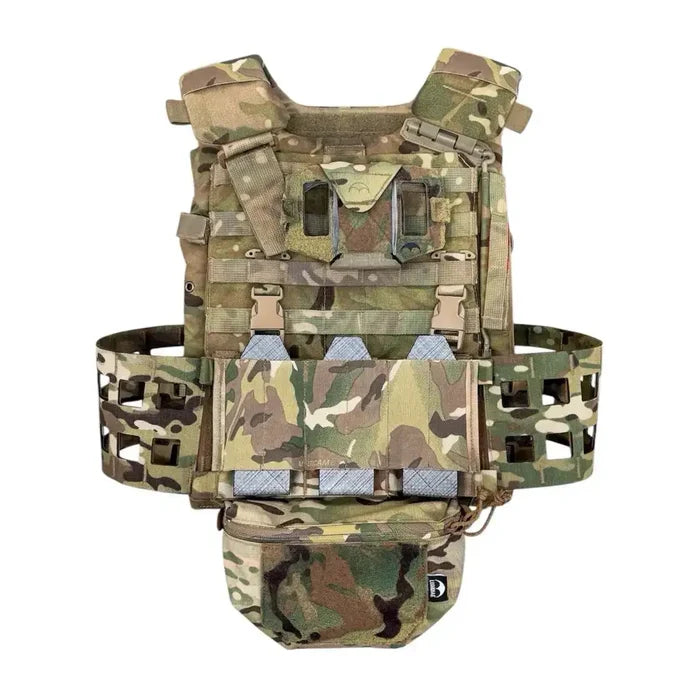 Fully assembled Luminae Virtus Rigging Upgrade Kit with rear zip adapter and drop pouch on Virtus Plate Carrier, ideal for modular loadout  from  John Bull Clothing