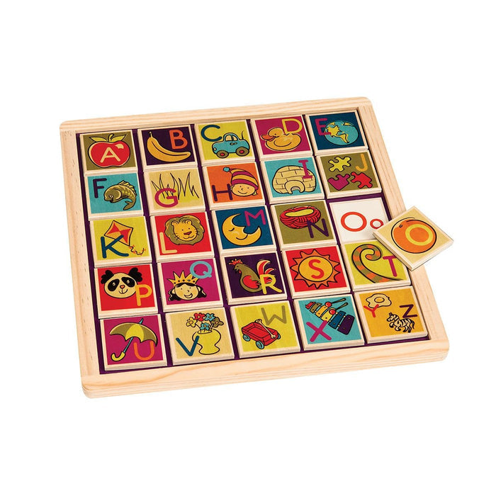 Wooden alphabet puzzle.