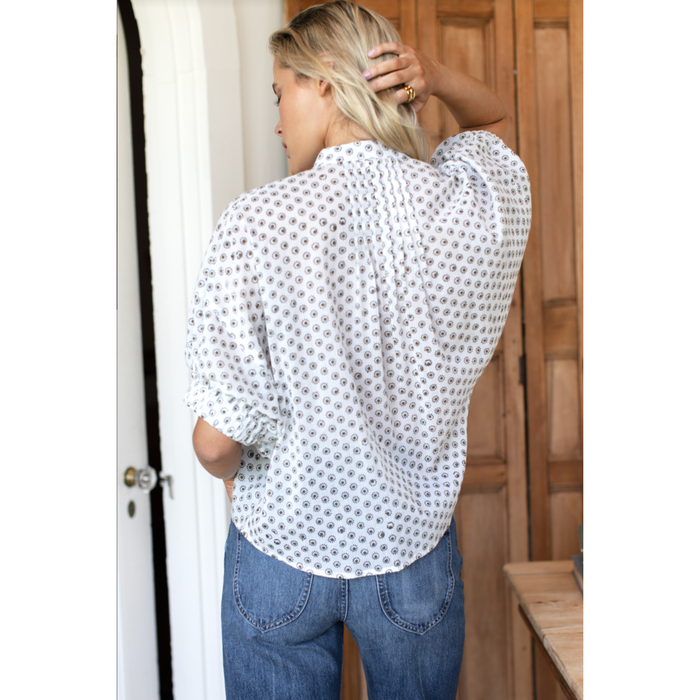 Mandarin Collar Top - Organic Signet Olive
