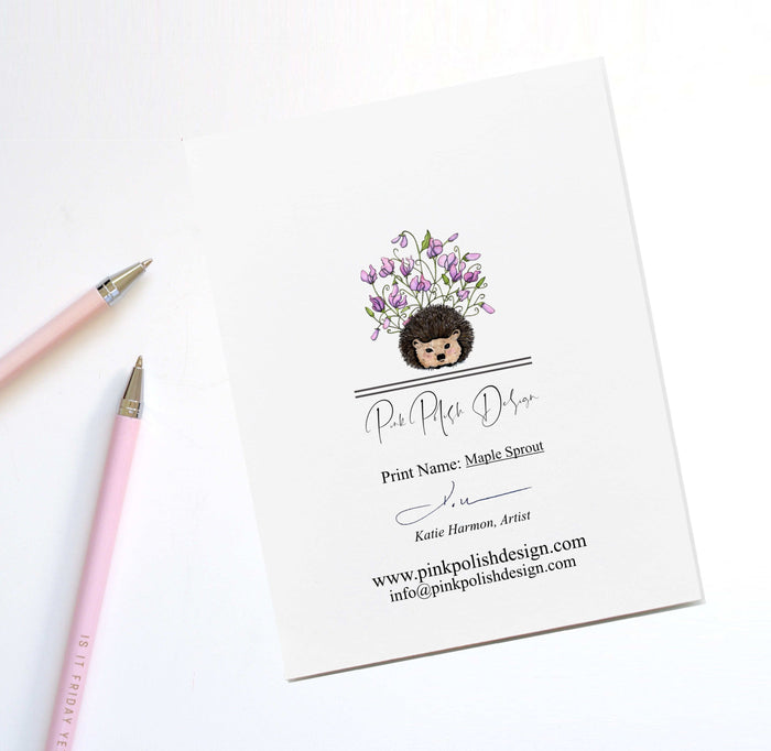 PinkPolish Design Note Cards "Maple Sprout" Handmade Notecard