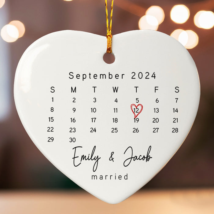 Married Ornament | Heart Calendar Ornament