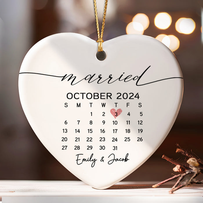 Married Ornament | Heart Shape Calendar Ornament