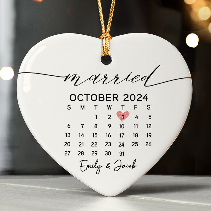 Married Ornament | Heart Shape Calendar Ornament