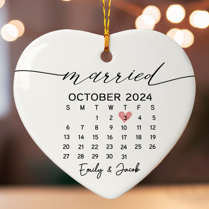 Married Ornament | Heart Shape Calendar Ornament