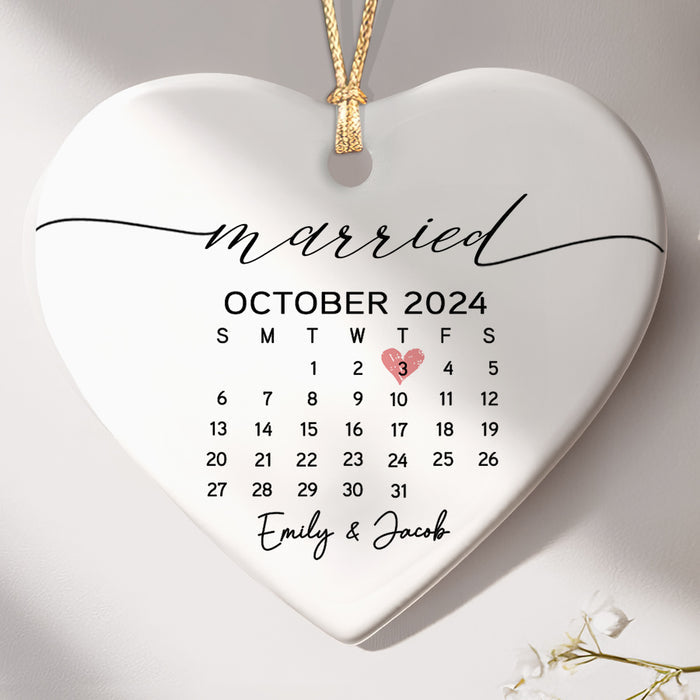 Married Ornament | Heart Shape Calendar Ornament