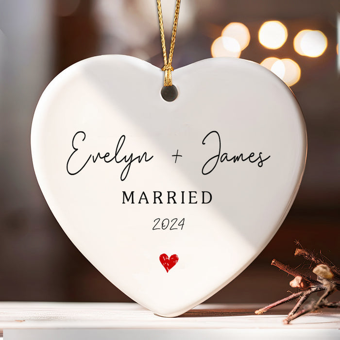 Married Ornament | Heart Wedding Christmas Ornament