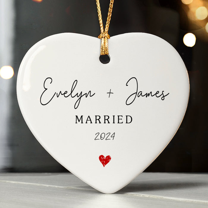 Married Ornament | Heart Wedding Christmas Ornament