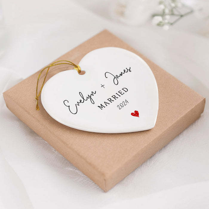 Married Ornament | Heart Wedding Christmas Ornament