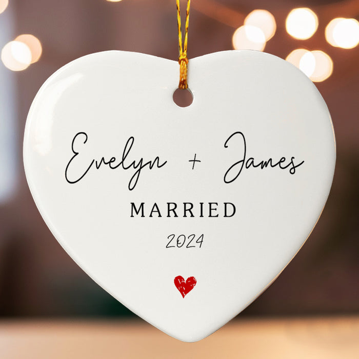 Married Ornament | Heart Wedding Christmas Ornament