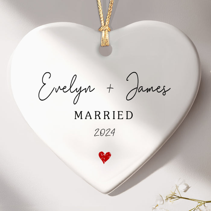 Married Ornament | Heart Wedding Christmas Ornament