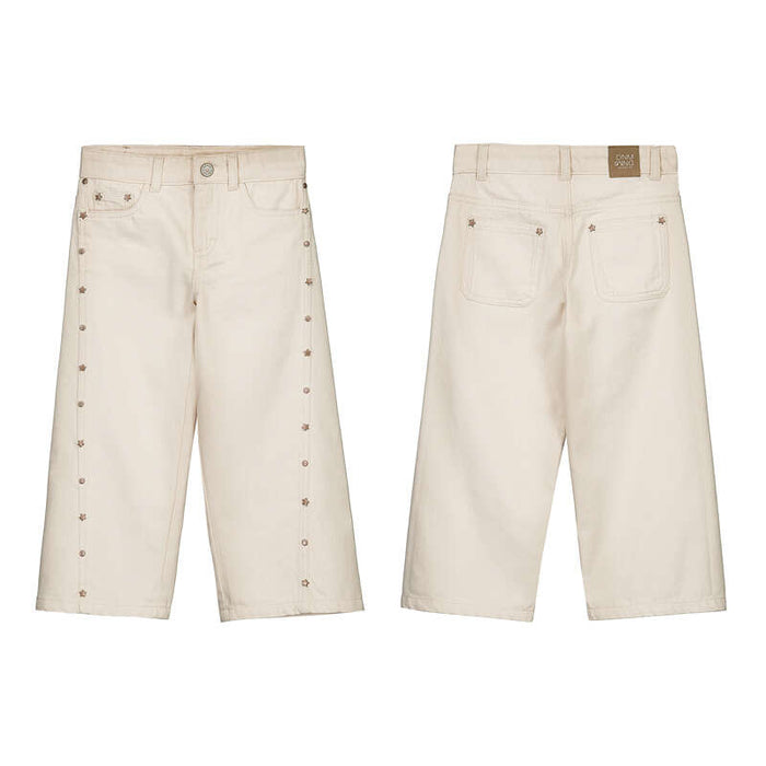 Mayoral – Cotton Twill Wide Pants in Khaki with Star Studs