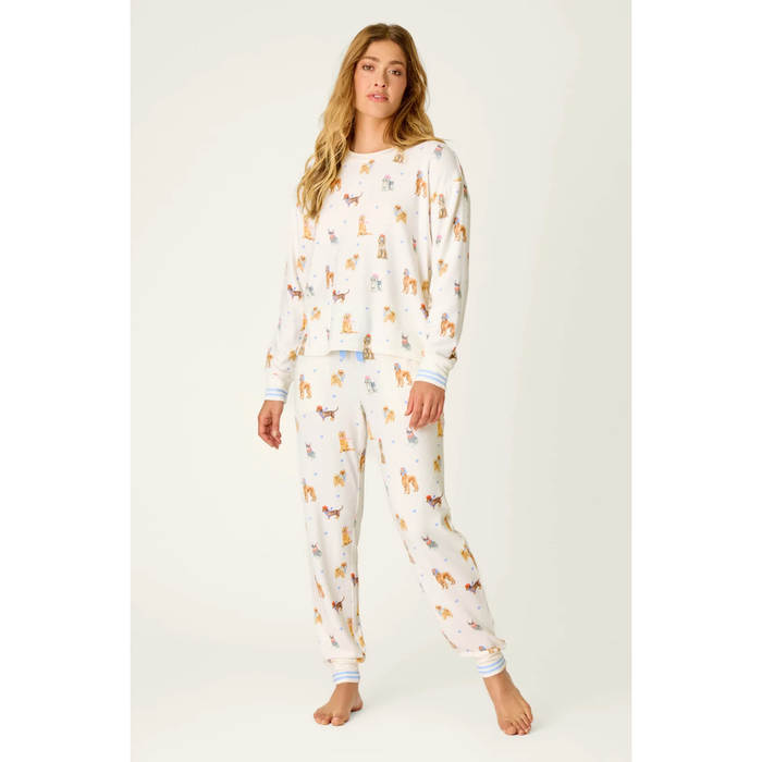 Meet Me in Pawris Dog Print Long Sleeve PJ Set