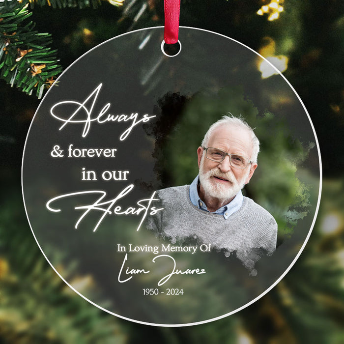 Personalized Memorial Christmas Ornaments | Always and Forever in Our Heart Ornament