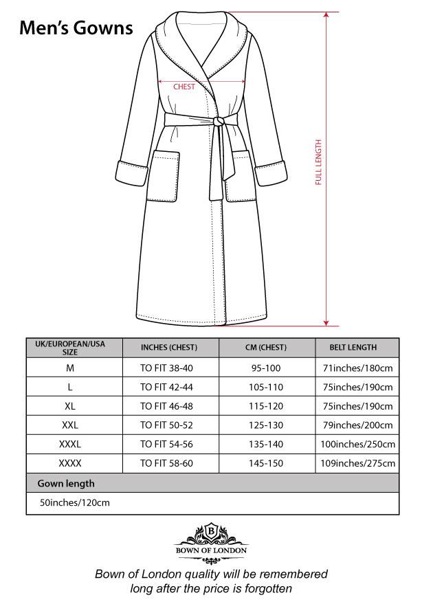 Men's Dressing Gown - The Arbroath Size Chart\