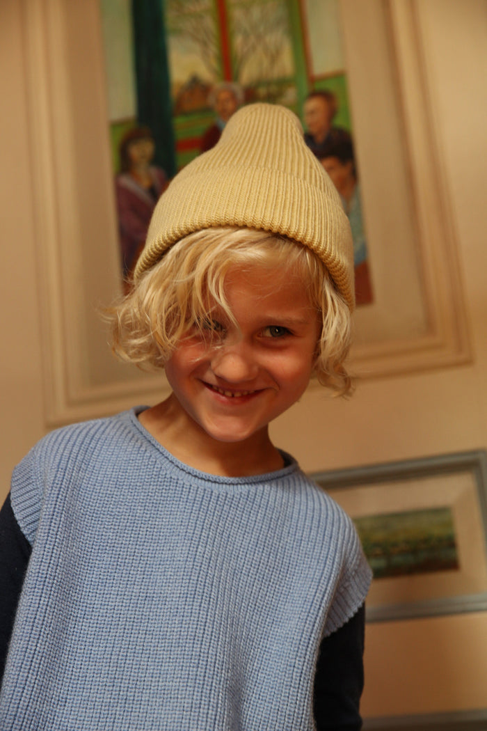 MERINO BEANIE FONZIE - 2-5y - Light Yellow